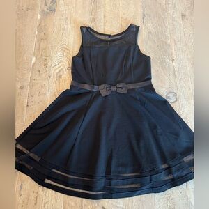 Girls Calvin Klein Black Sleeveless Fit-and-Flare Dress with Bow 16